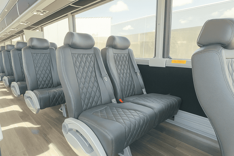 interior of Farmington Hills Coach Bus Service charter bus