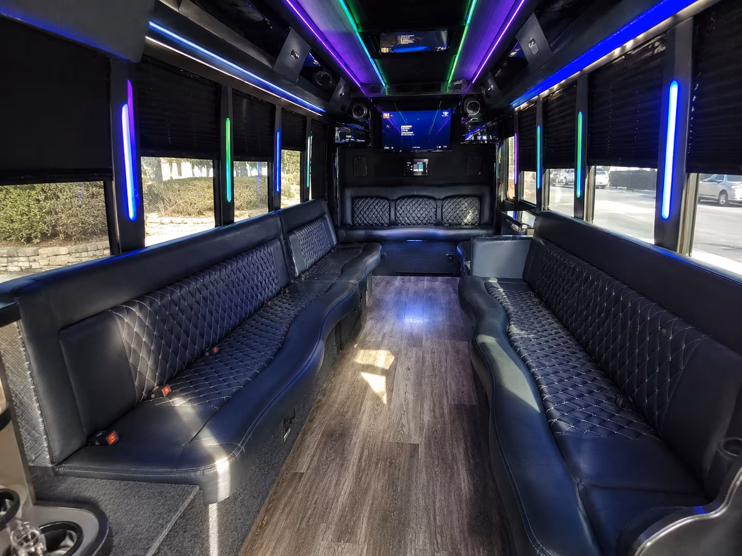 farmington hills 15 passenger party bus interior